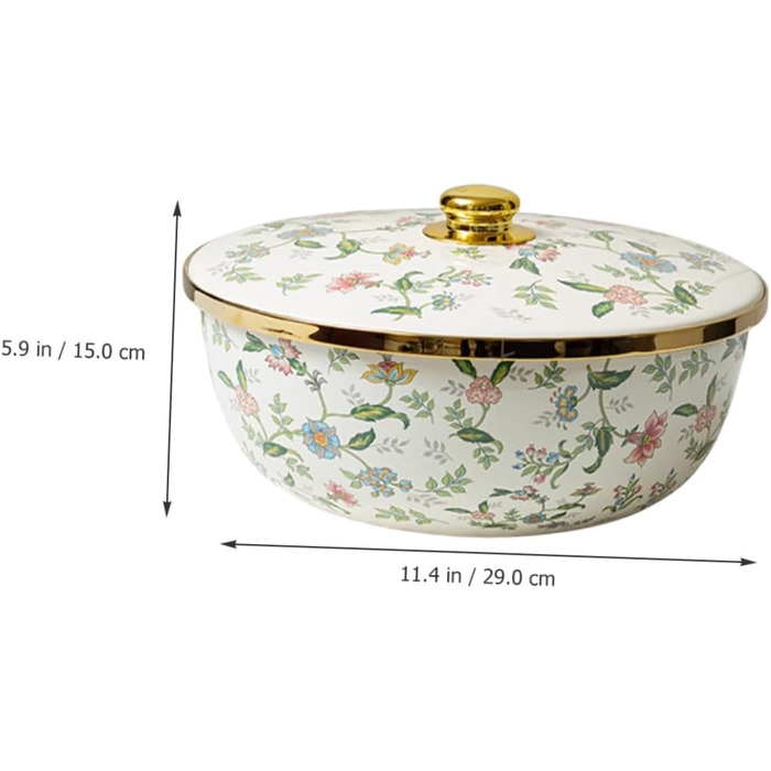 Емальована миска для супу Alipis з кришкою, велика кухонна миска для змішування 29 см, багатоцільова емальована миска для зберігання та приготування їжі