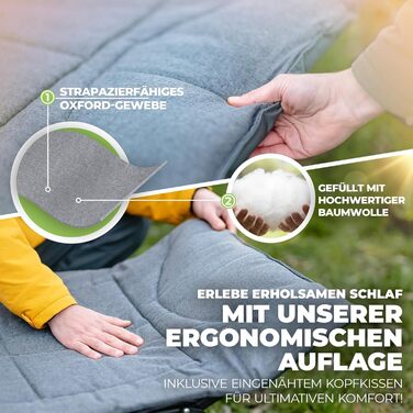 Килимок для похідного ліжка 190 x 70 см, кемпінговий матрац, супер м&39який, кемпінговий матрац, килимок для ліжка та матраца, похідне ліжко, килимок для вулиці, гостьового ліжка та рибальського ліжка 190 x 70 см, сірий