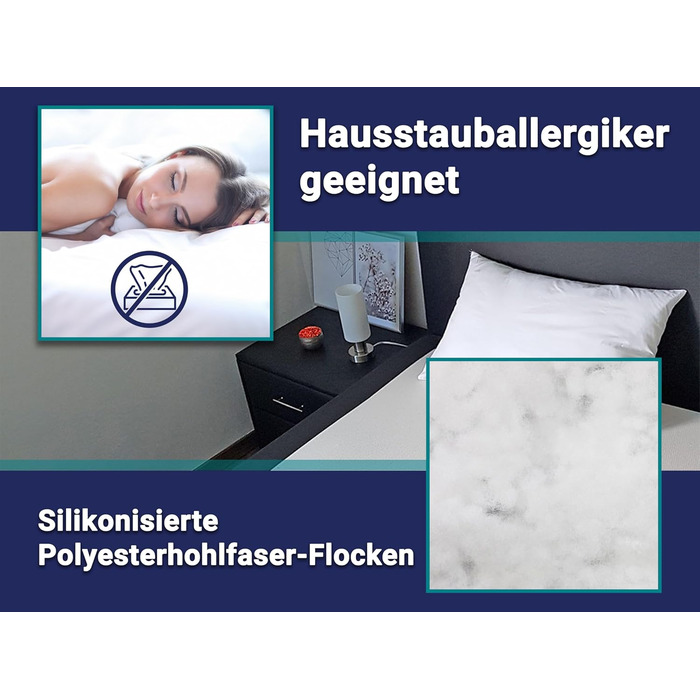 Подушка ZOLLNER - Наповнювач з поліестеру - Чохол з високоякісної змішаної тканини - Кліматично нейтральне виробництво - Зроблено в Німеччині - Можна прати при температурі до 95C - 35x45 см - Готельна якість - Сертифіковано Oeko-Tex 35 x 45 см