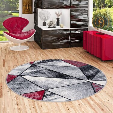 Дизайнерський килим Pergamon Сучасна вітальня Спальня Їдальня Короткий ворс Блискучий Сірий Червоний Магія Круглий 120 см Круглий