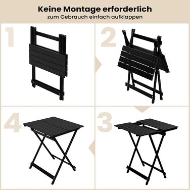 Складаний кемпінговий стіл WOLTU, алюмінієвий садовий стіл, балконний стіл, розкладний стіл, бічний столик для саду, патіо, балкону, 50,5 x 59,5 x 47 см (Ш x В x Г), чорний