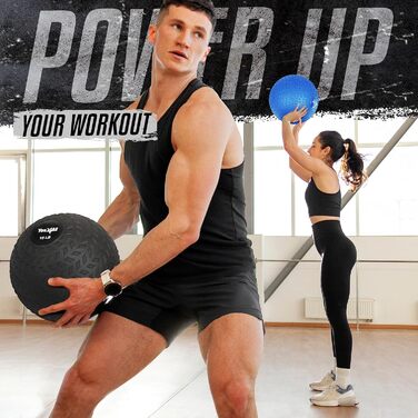 Медичні м&39ячі Yes4All для ударів по м&39ячу - 4,5 кг, 6,8 кг, 9 кг, 11,3 кг, 13,6 кг, 18 кг - бігова поверхня чорного, синього, бірюзового, помаранчевого та глянцевого кольорів для сили, потужності та тренувань 4,5 кг чорного кольору