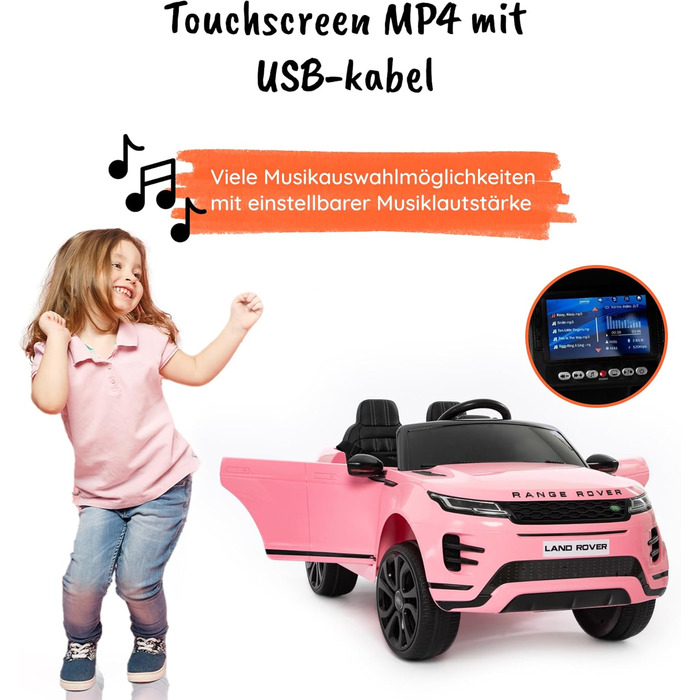 Дитячий електромобіль Range Rover Evoque електричний дитячий автомобіль з 12-вольтовим акумулятором, сенсорним монітором MP4, шкір