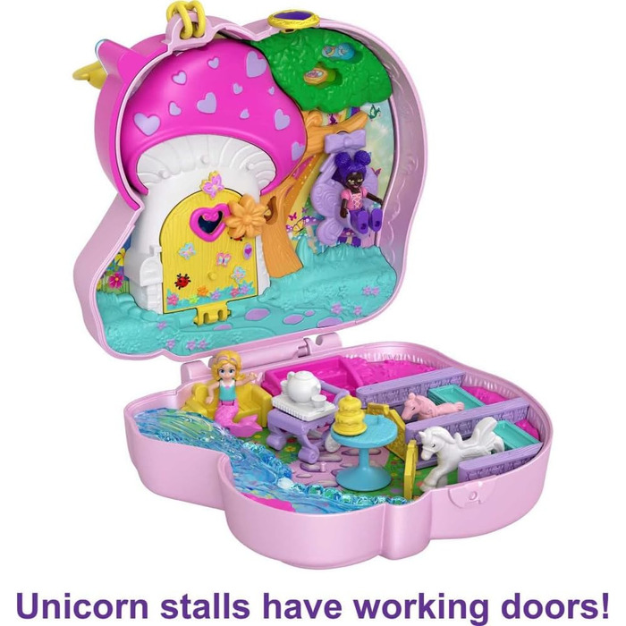 Кишеньковий єдиноріг Поллі, в тематиці лісових чудес, з 13 аксесуарами, такими як 2 ляльки (1 русалка), чайний сервіз і домашні тв