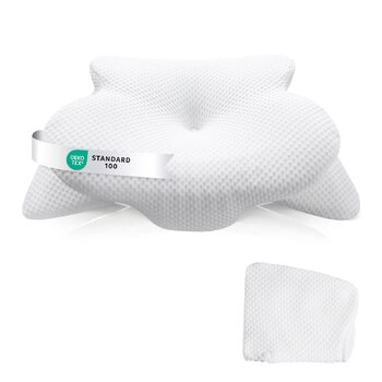 Подушка для шиї, ергономічна подушка для підтримки шиї, сертифікована OEKO-TEX для алергіків, ортопедична подушка для сну з піни з ефектом пам&39яті для сну на боці та на спині (змінна наволочка), біла, подушка () наволочка ()