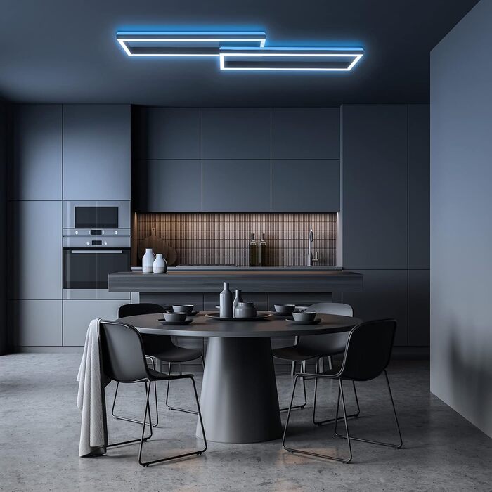Стельовий світильник Briloner RGB з підсвіткою, LED-лампа з регулюванням яскравості та температури світла, RGB-рамка, пульт ДК, чорний, прямокутний, 2 лампи