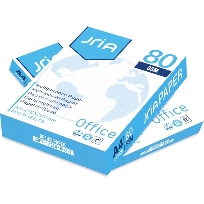 Папір для копіювання для дому та офісу - Базовий папір для принтерів для дому та офісу. Універсальний папір для принтерів, підходить для лазерних та струменевих принтерів. 2500 аркушів DIN A4 80 г, білий (5 x 500 аркушів), упаковка з 5 шт.