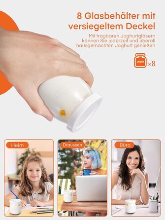 Йогуртниця, грецька йогуртниця на 8 баночок/кришок, дисплей одним дотиком ідеально підходить для органічних, підсолоджених, аромат