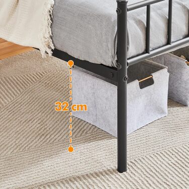 Металеве ліжко Yaheetech, Ліжко з металевим каркасом, Гостьове ліжко, Односпальне/Двоспальне ліжко, Сучасні каркаси ліжка, Каркас ліжка, Дитяче ліжко з рейковою основою для спальні/гостьової кімнати, 90 x 190 см, Чорний, 90 x 190 см