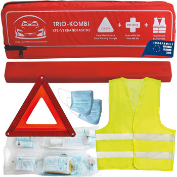 Автомобільна аптечка, включаючи аптечку автомобільну 2024 (червоний), 2024 tv geprft, inklusive Warndreieck und Warnwesten Auto -