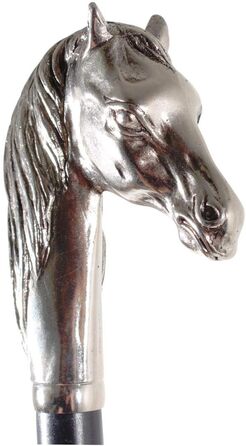 Дизайнерський ріжок для взуття 70 см зі срібною ручкою у вигляді кінської голови, чорний дерев'яний стрижень