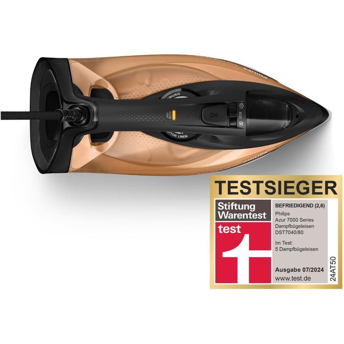 Парова праска Philips серії 7000, постійна подача пари 50 г/хв, паровий удар 250 г, підошва SteamGlide Elite, автоматичне захисне