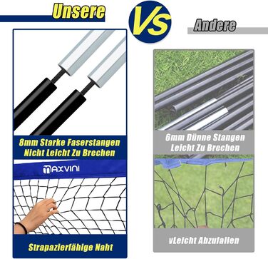 Висувні футбольні ворота для саду - Комплект з 2 шт. - Дитячі футбольні ворота з армованими скловолокнистими стійками та високоякісними сітками - Складаний комплект висувних воріт для використання в приміщенні, на вулиці та в саду - 90x74x74 см