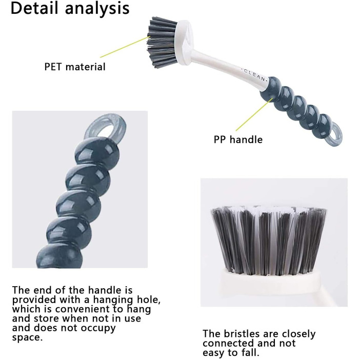 Щітка для миття посуду GIPTIME з ободом, 4 шт. щітки для чищення, включаючи щітку для чищення з комфортною ручкою для чищення кухн