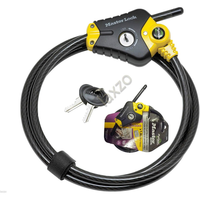 ТРОС MASTER LOCK 8433EURDPF PYTHON 1,80 М X 10 ММ ЖОВТА ЗАМКУВАЛЬНА ГОЛІВКА (НОВИЙ ДИЗАЙН) 1,8 м