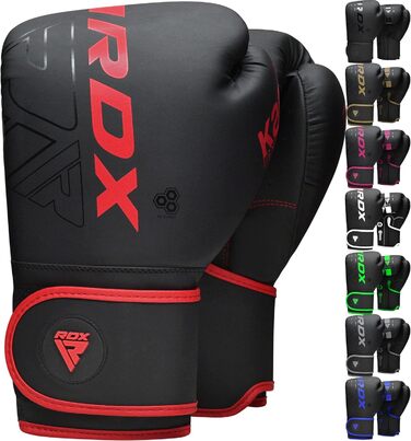 Дитячі боксерські рукавички RDX для спарингу з муай-тай та кікбоксингу, дитячі боксерські рукавички Maya Hide Leather Kara, боксерські рукавички з піщаним мішком, рукавички для кікбоксингу, тренування з бойових мистецтв MMA, чорні, 6 унцій, червоні, 6 унц