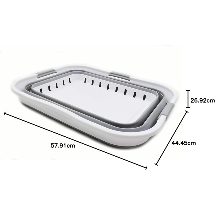 Складаний пластиковий кошик для білизни - висувний контейнер/органайзер - портативний - компактний (1, білий/сірий) Білий/сірий 1,