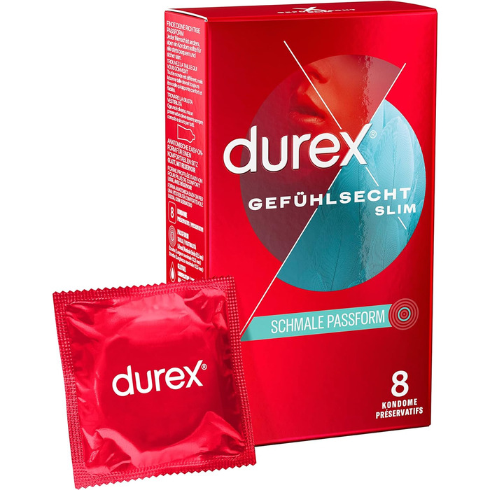 Презервативи Durex Feeling Slim Fit презервативи Gossamer з тонким крієм для інтенсивних відчуттів упаковка 2 (2 x 8 шт. )