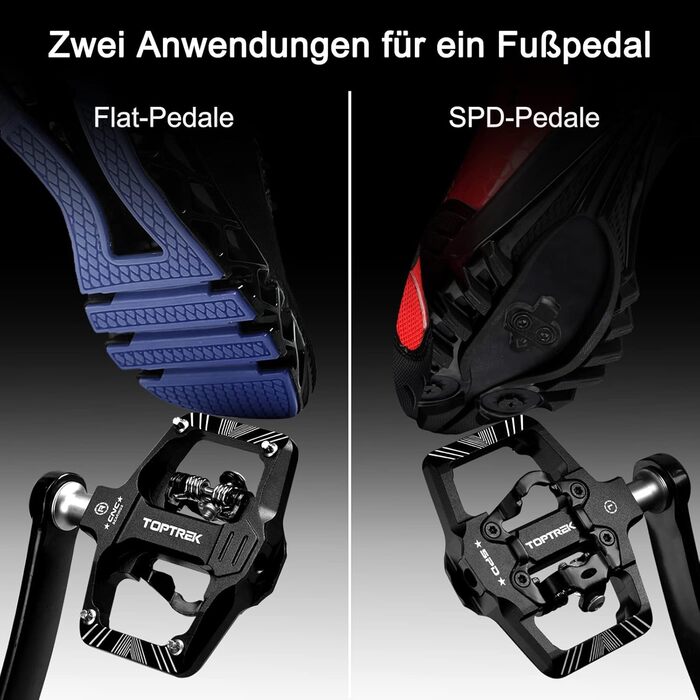 Гібридні педалі Toptrek 2 в 1 SPD/Платформа з герметичними підшипниками, чорний