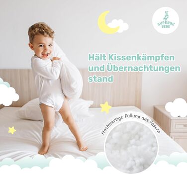 Бавовняна дитяча подушка Oeko-Tex біла - Ідеальна подушка для дітей від 1 до 3 років - 33x45 см М'яка, гіпоалергенна подушка, легк