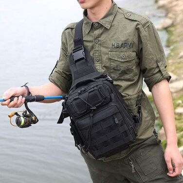 Тактична нагрудна сумка HUNTVP Військова сумка через плече Водонепроникний рюкзак через плече Багатофункціональна сумка для риболовлі Спорт Кемпінг Велоспорт на природі