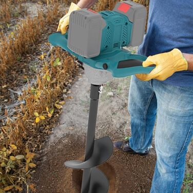 Акумуляторний ґрунтобур для Makita 18V, 1200W безщітковий двигун, для буріння отворів діаметром до 350мм (ґрунт, лід), для встановлення парканів, саду та фундаментів, мішалка для розчину. Постачається без зарядного пристрою та бура (без акумулятора).