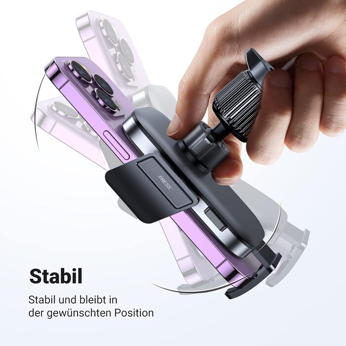 Тримач для мобільних телефонів Автомобільний 360 поворотний Тримач для мобільних телефонів Автомобільна вентиляція з металевим гач