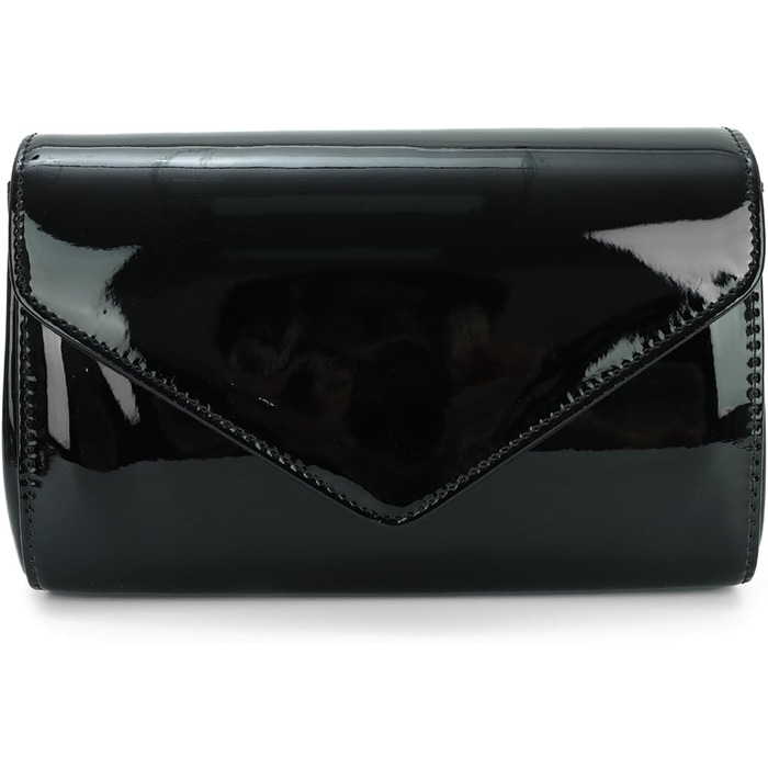 Жіноче лаковане клатч з ланцюжком на плече. Елегантна сумка-кросбоді для вечірок та особливих подій, чорний колір.