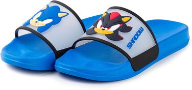 Дитячі сині шльопанці Sonic The Hedgehog Повсякденне взуття з Соніком та Шедоу Мультяшні обличчя персонажів без рукавів Зручні літні сандалі Повсякденні аксесуари для хлопчиків 33 EU