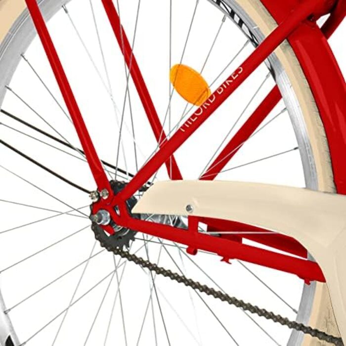 Комфортний міський велосипед з кошиком, вінтажний жіночий голландський велосипед, 28 дюймів, червоний, 1 швидкість