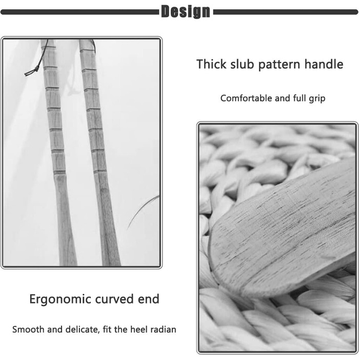 Ріжк для взуття з довгою ручкою для літніх людей, чоловіків, домашнього господарства, середньої довжини ріжк для взуття для чоловіків та жінок, простий у використанні помічник для взуття з шийним ременем, підйомник для взуття в кольорі Slub-Muste темно-че