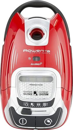 Пилосос із мішком Rowenta Silence Force Allergy (RO7473), 4.5 л, надтихий, мотор EffiTech, щітка для шерсті тварин, чорно-червоний