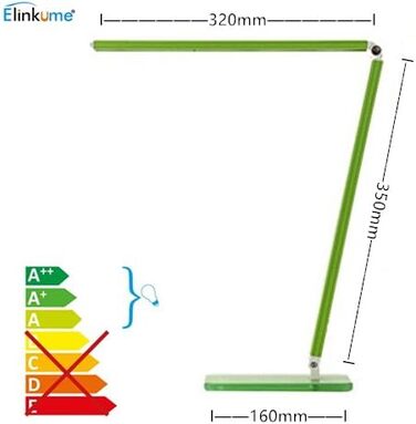 Світлодіодна настільна лампа ELINKUME Дитяча настільна лампа 7 Вт під керівництвом дімміруваних зелених складних настільних ламп з холодним білим кольором для читання, навчання