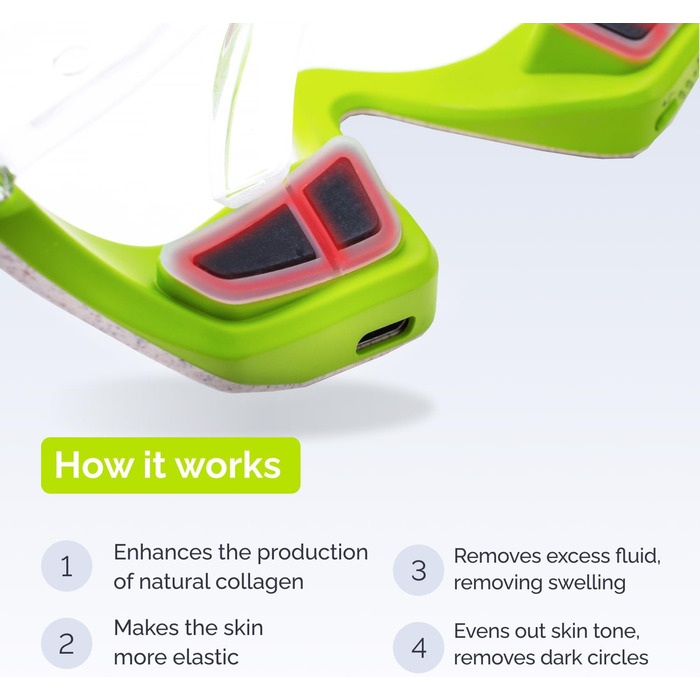 Мікрострумові окуляри GESS Kuper, апарат для підтяжки обличчя 3 режими інтенсивності, перезаряджається, антивіковий апарат, контурна підтяжка шкіри, мікрострумовий ліфтинг обличчя, підтяжка і ліфтинг обличчя, проти зморшок