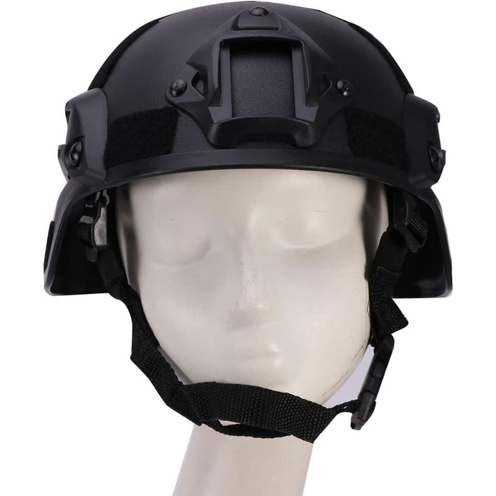 Тактичний шолом у стилі MICH2000, легкий тактичний шолом, захисна тактична версія шолома з кріпленням LVN та боковими рейками, захисний шолом у військовому стилі для страйкболу, пейнтболу, тактичного військового стилю (чорний)