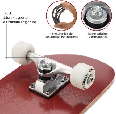 Скейтборд Monzana в комплекті дошка ABEC 9 кулькових підшипників 85A PU колеса 9-шарове кленове дерево 80x24см лонгборд подвійний