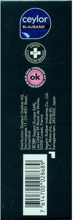 Презервативи Ceylor Blue Band 12 зі зволожуючим мастилом, упаковані в гігієнічну бляшанку, легко відкриваються, швидше наносяться, преміальна якість зі Швейцарії