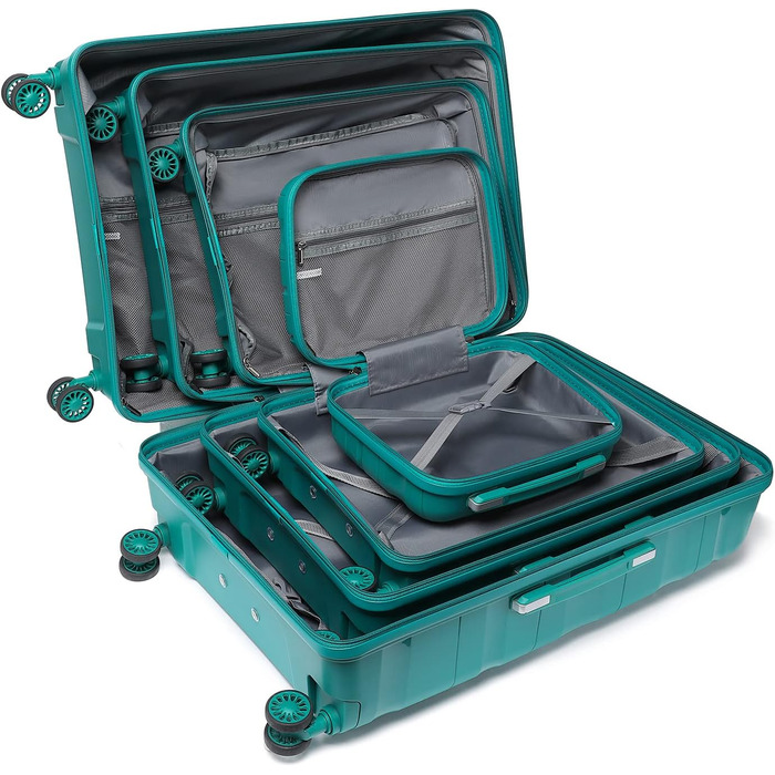 Валіза-візок KONO, велика легка валіза з твердим корпусом та замком TSA, валіза на колесах на 4 колеса (бірюзовий колір, XL), синій XL