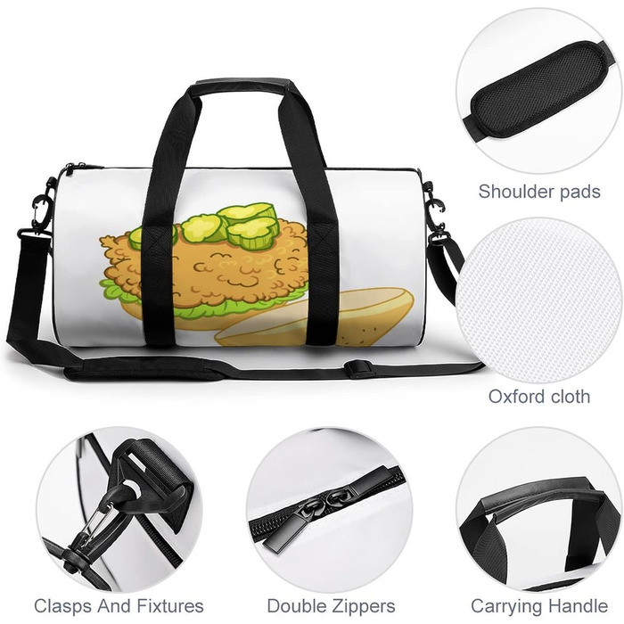 Дорожня сумка-мішок, спортивна сумка з мультяшним принтом Бургер, унісекс для чоловіків та жінок