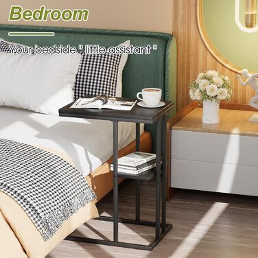 С-подібний приставний столик, приставний столик до дивана, журнальний столик, маленький столик, столик до дивана, тумбочка для ліжка, бічний столик, приставний столик до дивана, маленький столик для ноутбука, столик до дивана, дерев&39яне оздоблення, чорн