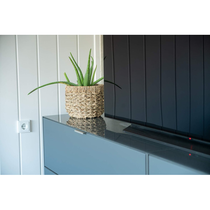 Круглий плетений кошик для зберігання Decorasian, виготовлений з екологічно чистої морської трави - діаметр 25 см, натуральний колір