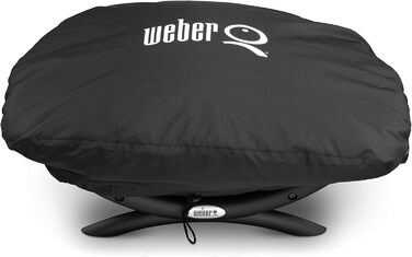 Електрогриль Weber Q1400, 43 x 32 см, темно-сірий (52020079) та преміум-чохол для гриля серії Q100/1000, чорний, 27.9x25.4x23.6 см (7117) комплект