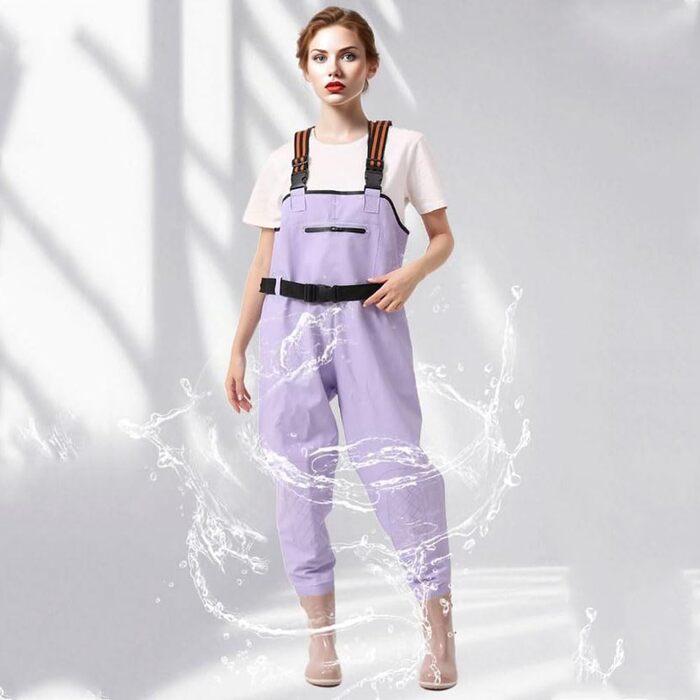 Жіночі водонепроникні вейдерси, двошарові неопренові вейдерси, рибальські вейдерси з чобітьми, дихаючі вейдерси, вейдерси для перехресного хобі для будівельних майданчиків, риболовлі, ферм, садів, EU38 фіолетовий