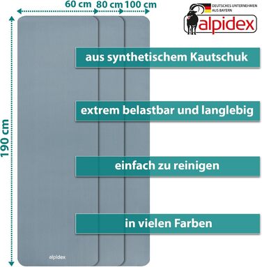 Килимок для йоги ALPIDEX Дуже товстий гімнастичний килимок 1,5 см 3 розміри Нековзний фітнес-килимок без фталатів Перенесення ременя Гімнастика Пілатес Спорт Фізіо HiiT Тренувальний килимок для йоги Килимок для сну (крижано-блакитний, 190 х 80 х 1,5 см)