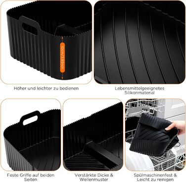 Аксесуари для фритюрниці FTUREERA для фритюрниці Ninja Foodi AF500EU 10.4 л, аксесуари для фритюрниці 116 шт. для ніндзя, включаючи силіконову форму, решітку для гриля, папір для випічки, силікон для форми для випічки