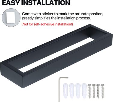 Тримач для рушників SAYAYO Чорний тримач для рушників для ванної кімнати Тримач для рушників для гостей Настінний тримач для рушників з нержавіючої сталі для ванної та кухні 26 см