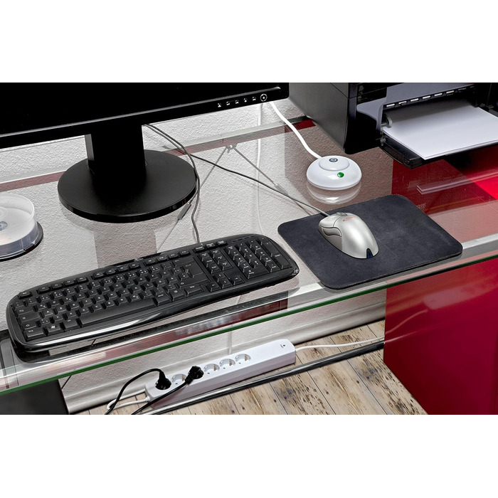 Контактний подовжувач Meister - кабель 2 м - білий - пластиковий кабель - IP20 для приміщень - окремий педальний вимикач / подовжувач живлення / кілька розеток / настільна розетка / Tido 6-контактний / 7430050, 6-