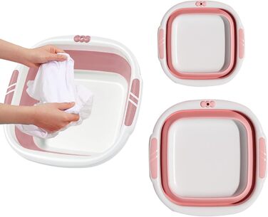 Складаний умивальник - Миска Портативна ванна для миття обличчя, одягу, ніг, замочування, кемпінгу, прання, рожева