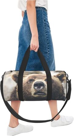 Спортивна сумка для подорожей, дизайн Ведмідь у дикій природі, Чорний колір, Універсальний розмір