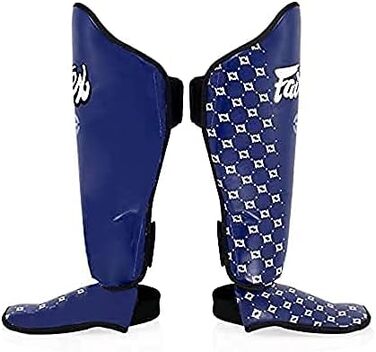 Щитки для гомілок Fairtex SP5 для муай-тай для чоловіків, жінок та дітей Високоякісні, легкі та міцні Покращений захист від болю в гомілці під час тренувань або спарингів, розмір S, синій